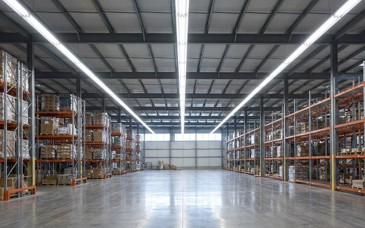 T8 Type B LED tubes installed in a warehouse retrofit