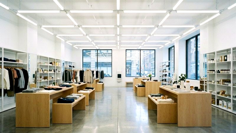 LED tube lighting in a retail store